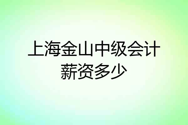 上海金山中级会计薪资多少
