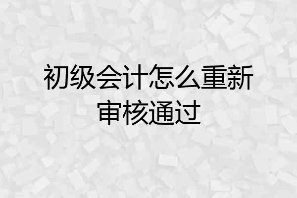 初级会计怎么重新审核通过
