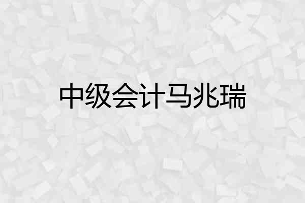 中级会计马兆瑞