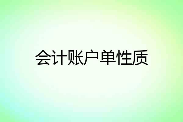 会计账户单性质