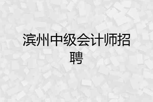 滨州中级会计师招聘