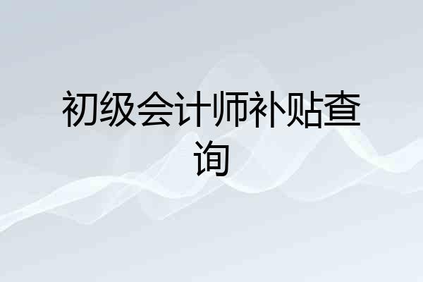 初级会计师补贴查询