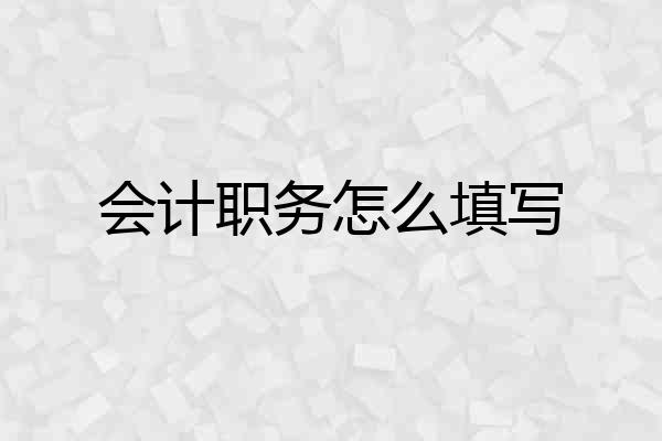 会计职务怎么填写