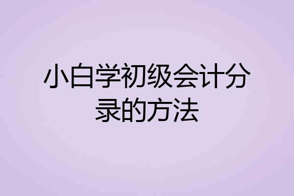 小白学初级会计分录的方法
