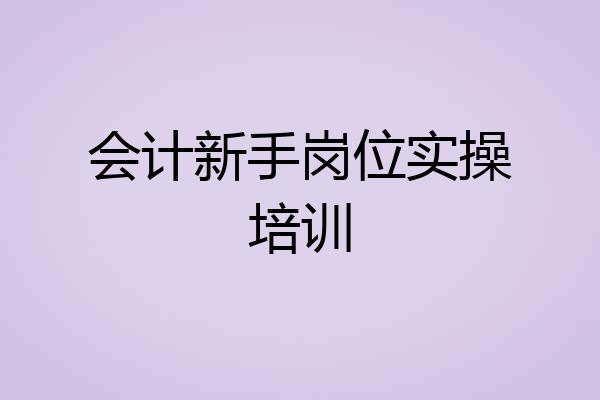 会计新手岗位实操培训