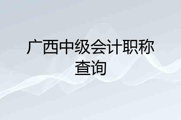 广西中级会计职称查询