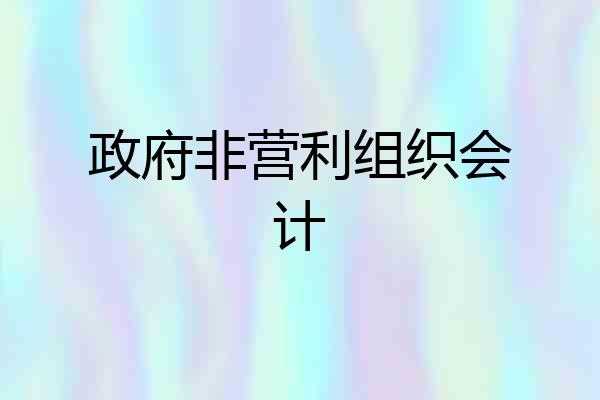 政府非营利组织会计