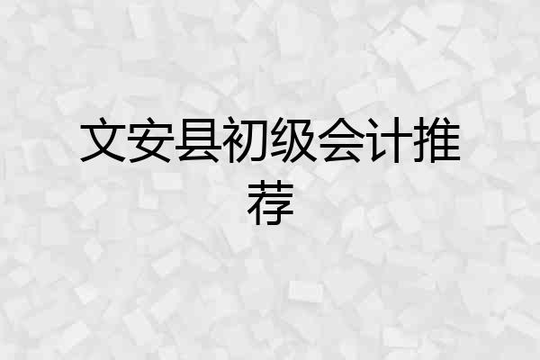 文安县初级会计推荐
