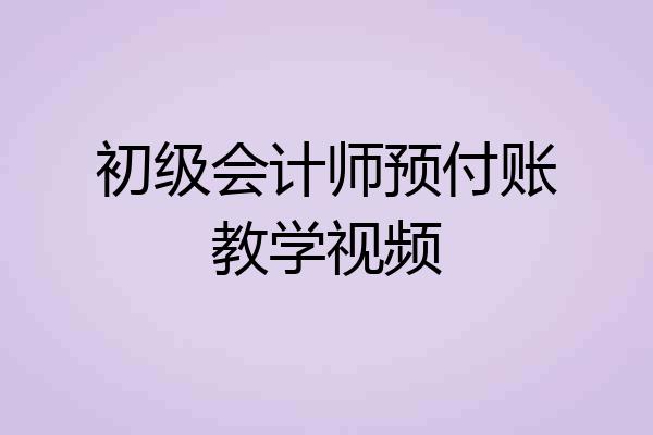 初级会计师预付账教学视频
