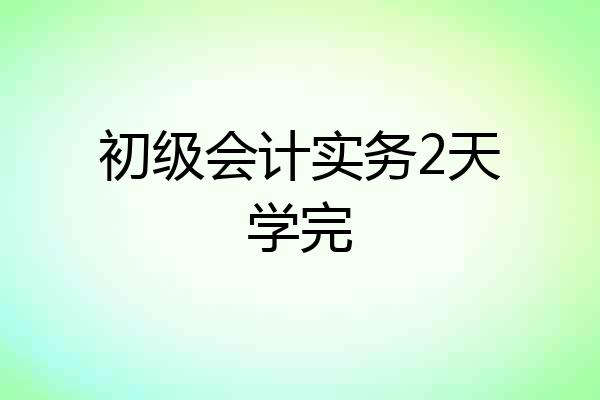 初级会计实务2天学完