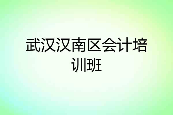 武汉汉南区会计培训班