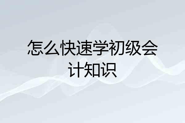 怎么快速学初级会计知识