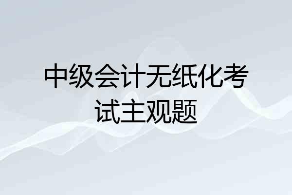 中级会计无纸化考试主观题