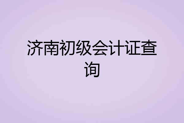 济南初级会计证查询