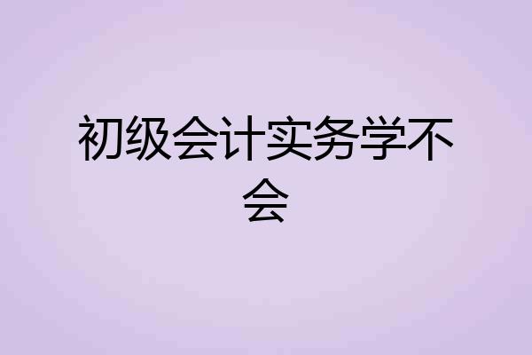 初级会计实务学不会