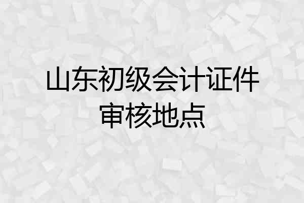 山东初级会计证件审核地点
