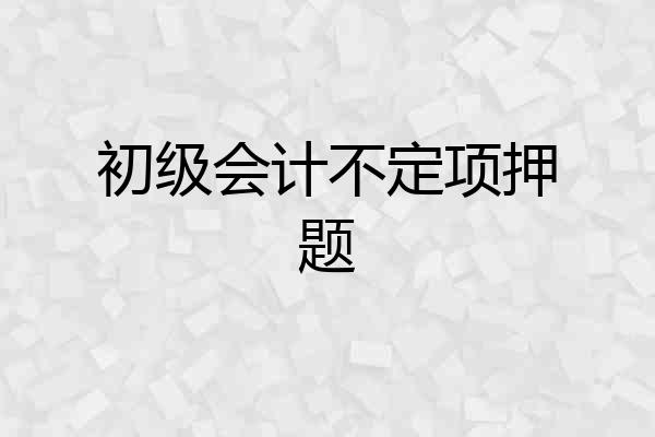 初级会计不定项押题