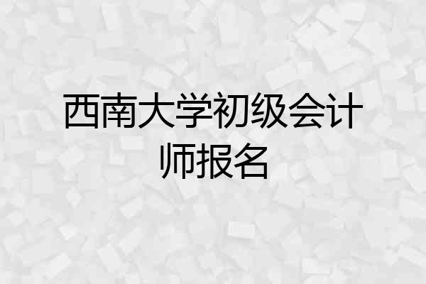 西南大学初级会计师报名