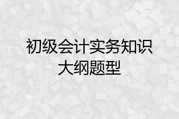 初级会计实务知识大纲题型