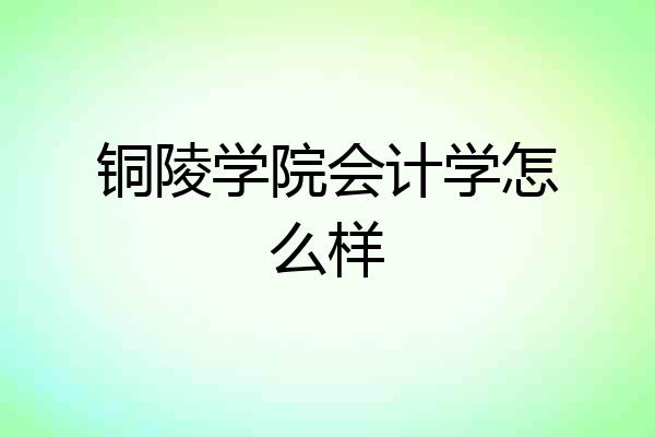 铜陵学院会计学怎么样