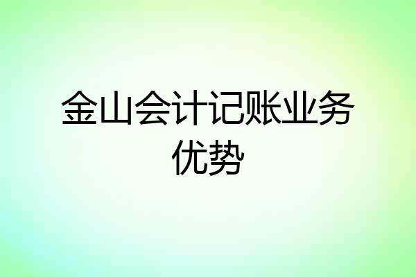 金山会计记账业务优势