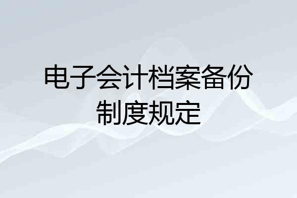 电子会计档案备份制度规定