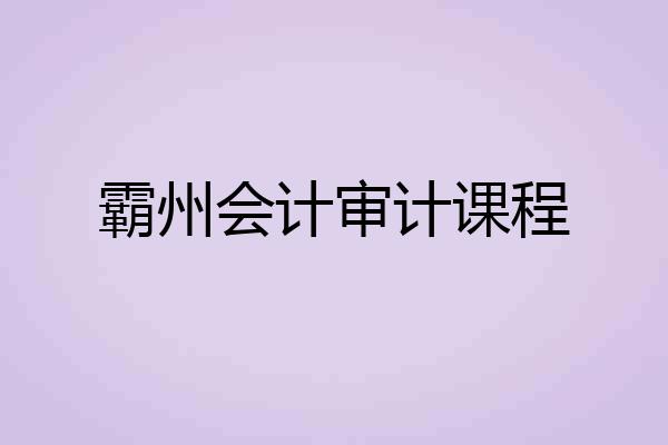 霸州会计审计课程