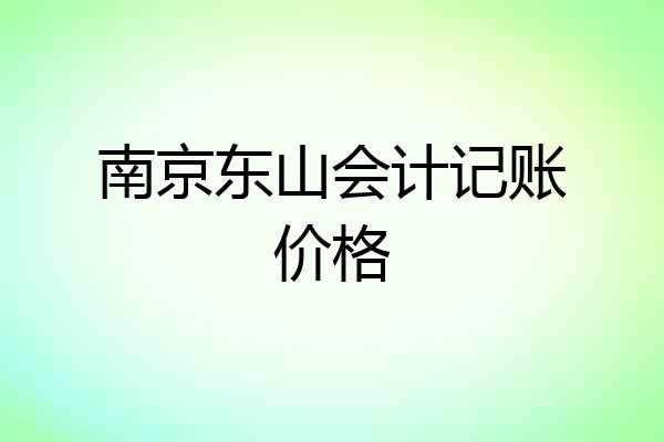 南京东山会计记账价格