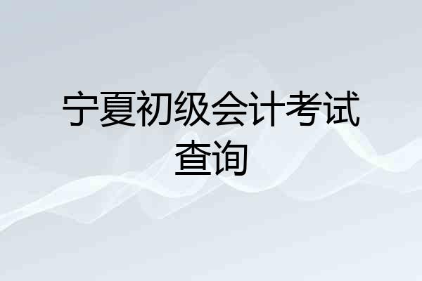宁夏初级会计考试查询