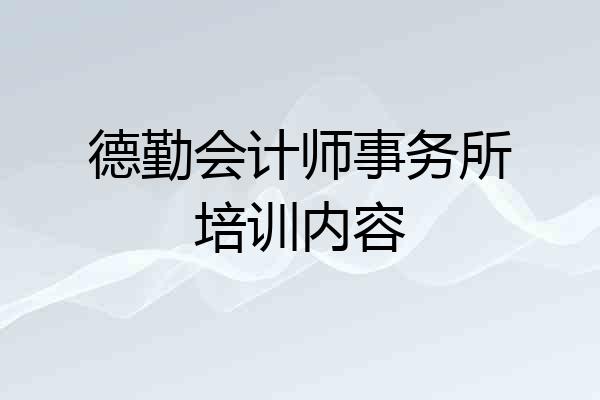 德勤会计师事务所培训内容