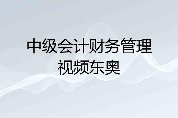 中级会计财务管理视频东奥