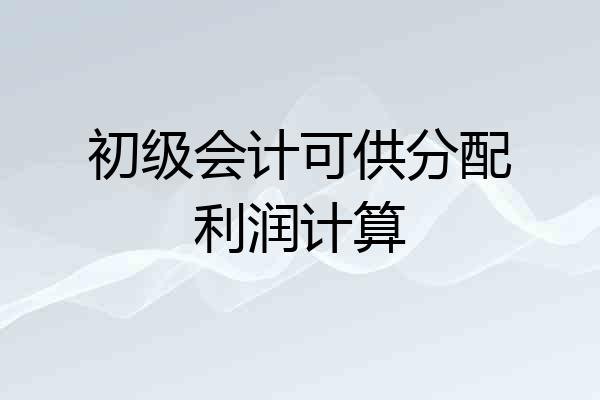 初级会计可供分配利润计算
