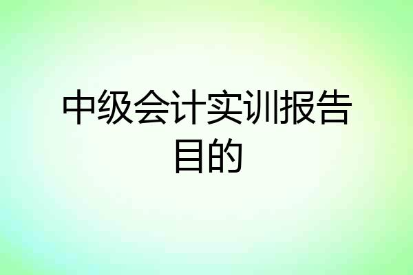 中级会计实训报告目的