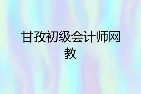 甘孜初级会计师网教