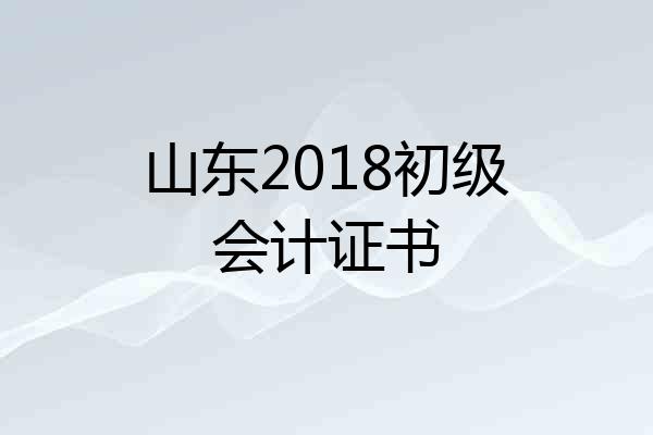 山东2018初级会计证书