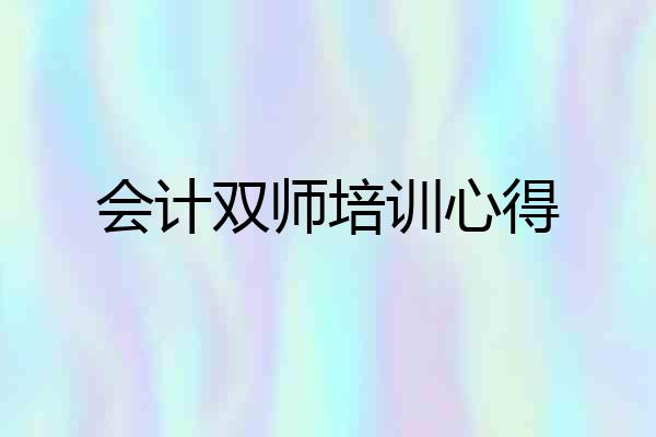 会计双师培训心得