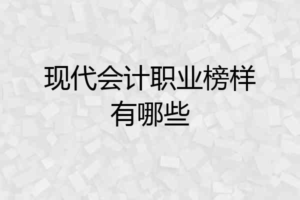 现代会计职业榜样有哪些