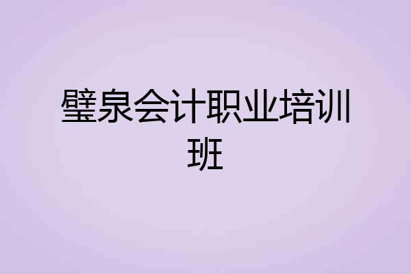 璧泉会计职业培训班