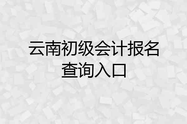 云南初级会计报名查询入口