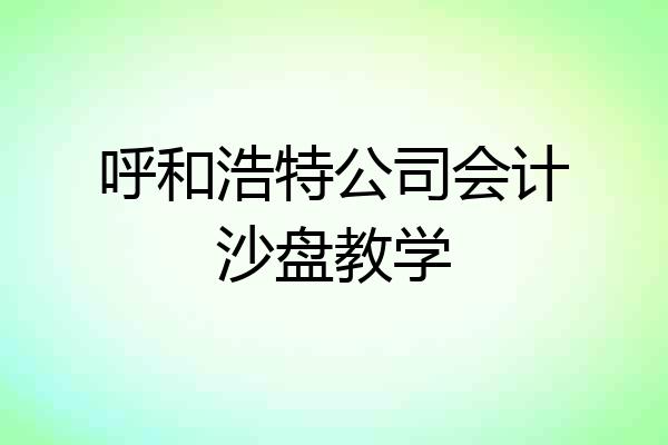 呼和浩特公司会计沙盘教学