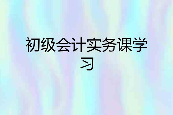 初级会计实务课学习