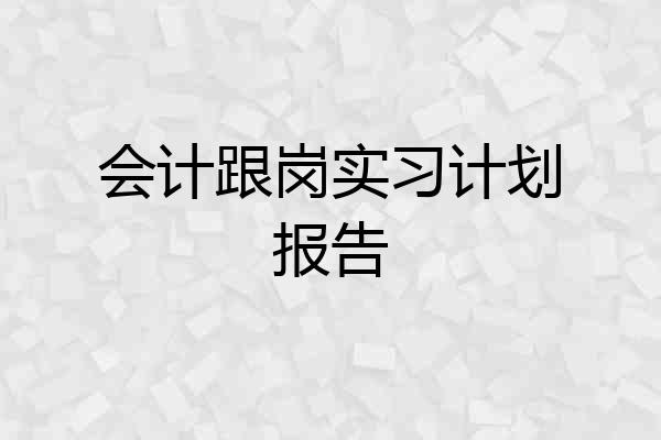 会计跟岗实习计划报告
