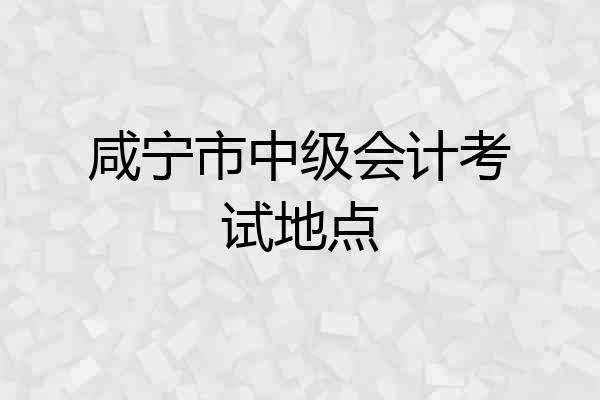 咸宁市中级会计考试地点