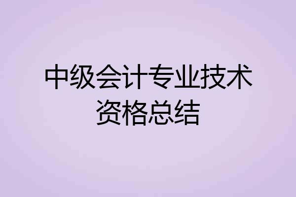 中级会计专业技术资格总结