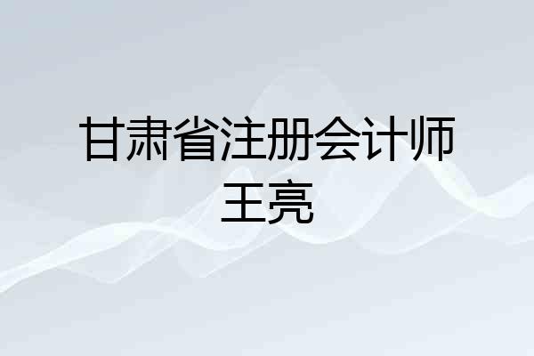 甘肃省注册会计师王亮