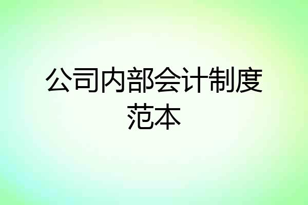 公司内部会计制度范本