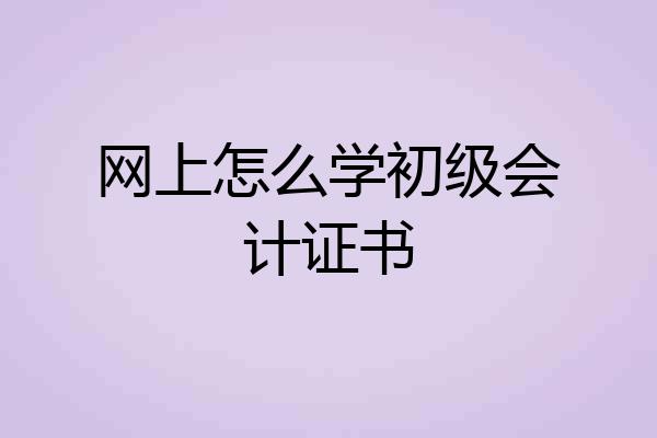 网上怎么学初级会计证书