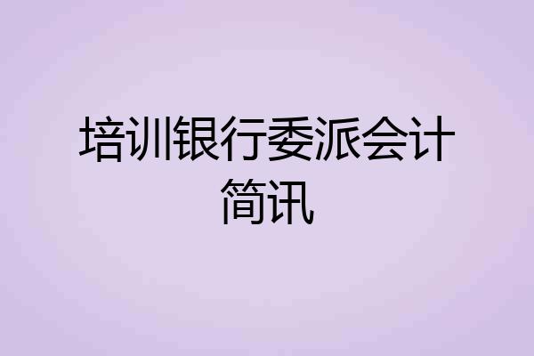 培训银行委派会计简讯