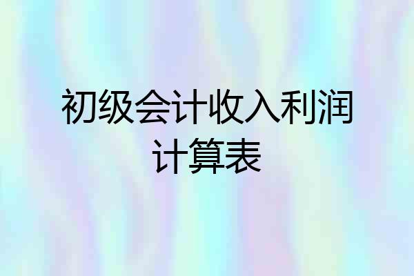 初级会计收入利润计算表