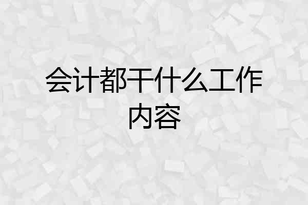 会计都干什么工作内容